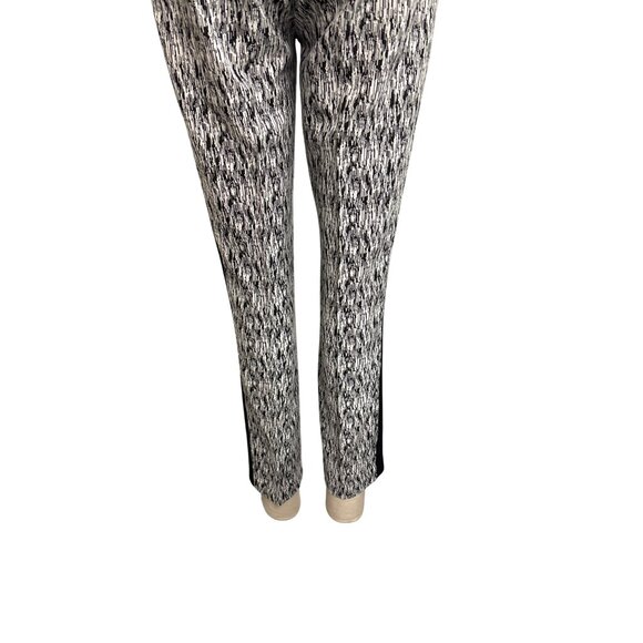 Soft Knit High-Waisted Womens Pants With Abstract Black & White Design & Black S - Picture 4 of 11